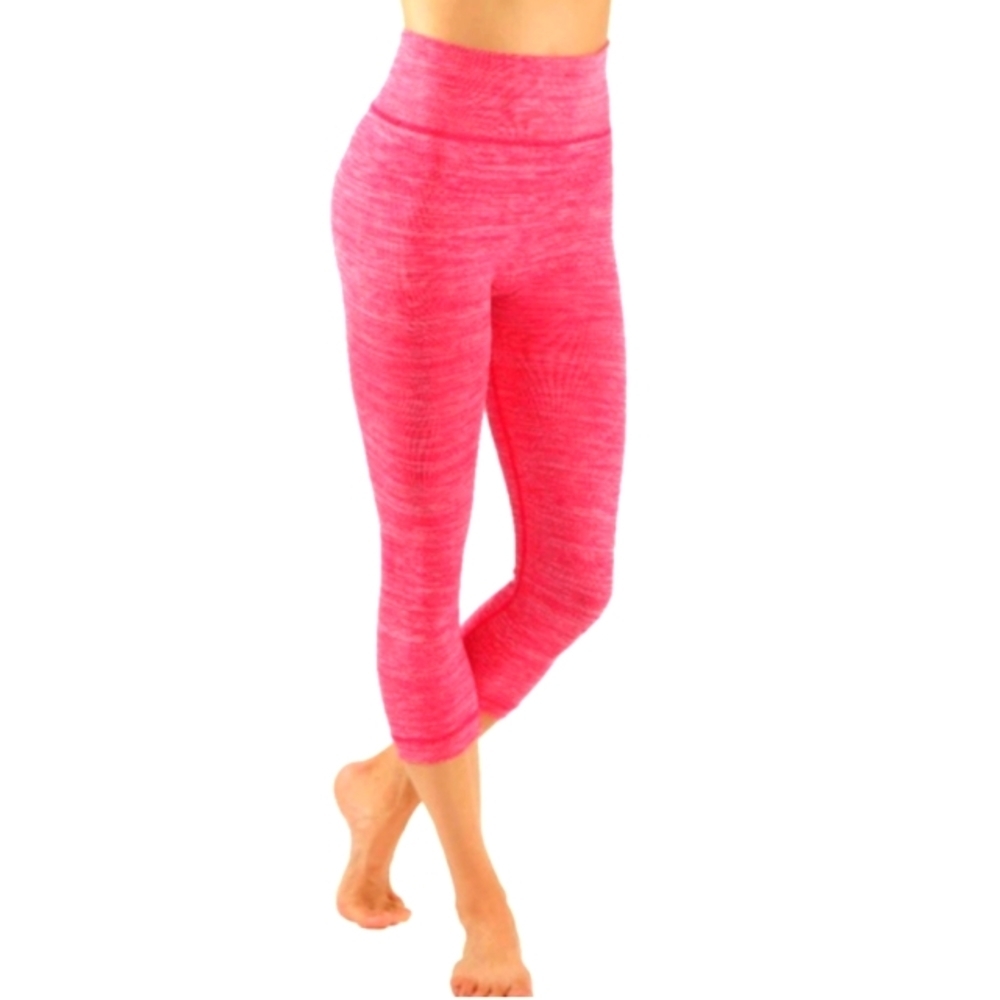 Pink High Waist Capri Athletic Leggings - Picture 2 of 2